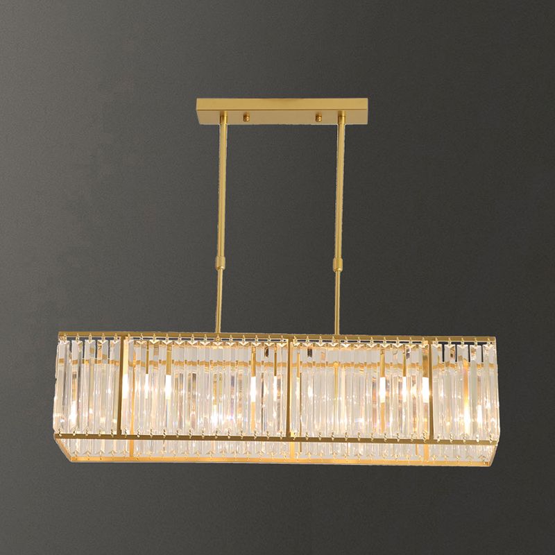 Contemporary Hanging Light Rectangular Island Lighting with Crystal for Dining Room