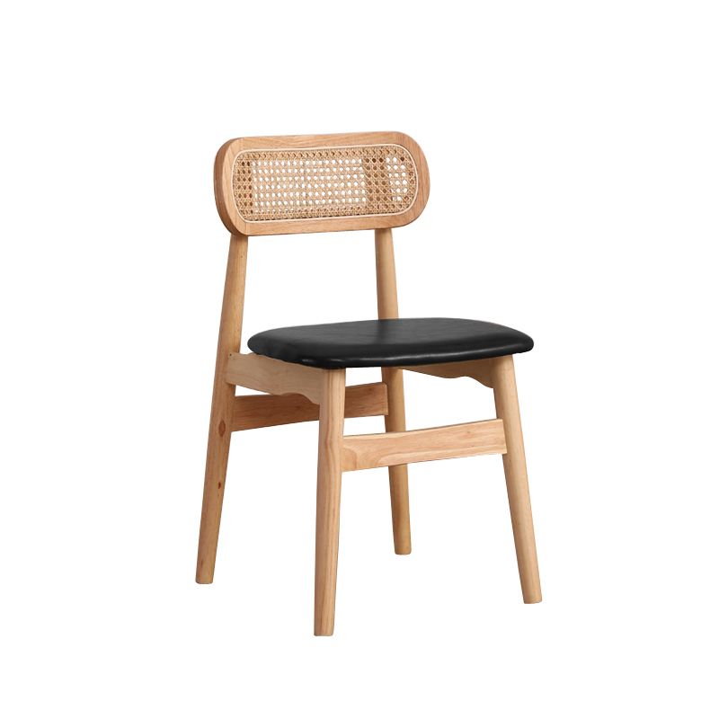 Silla de comedor de madera de caucho maciza moderna, sillas de comedor de cocina con respaldo abierto