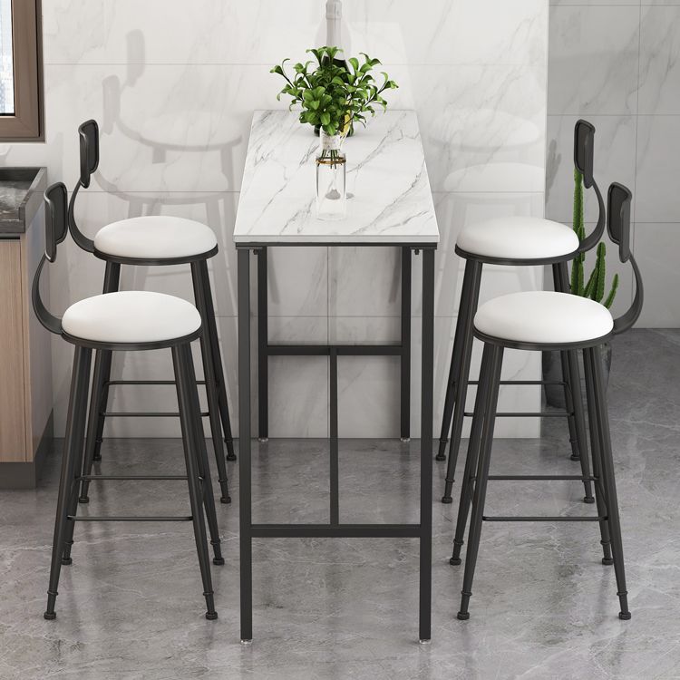 Modern Bar Stool and Table Set 1/3/5 Pcs Rectangle Stone Top Bar Table and Stools
