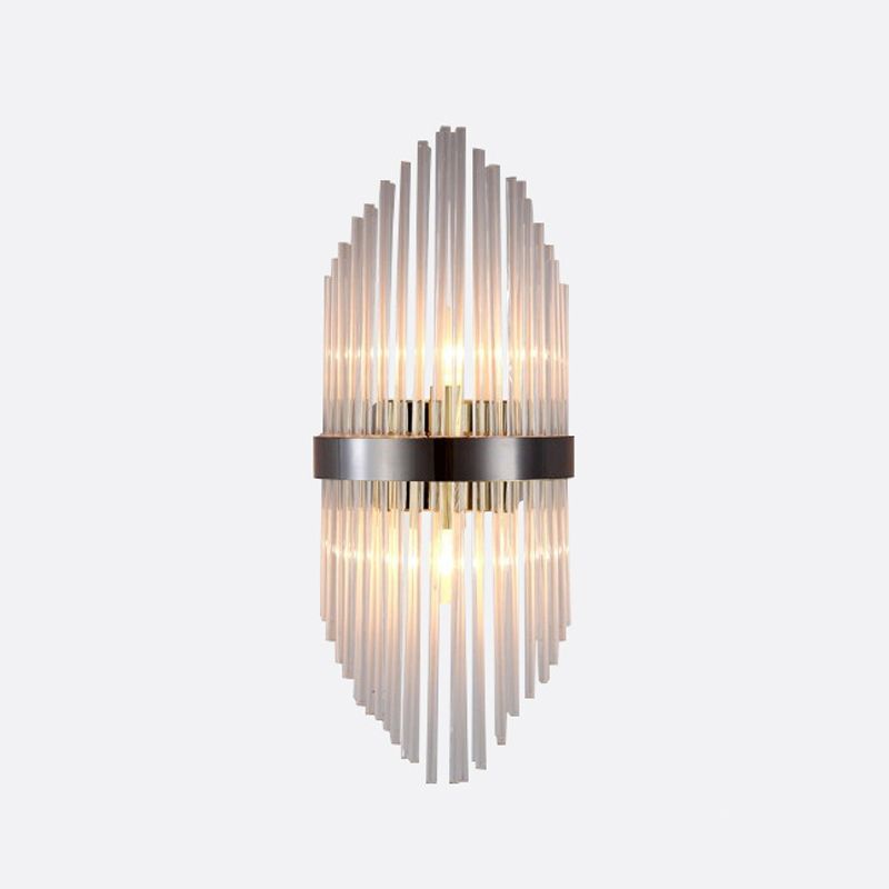 2-Bulb Postmodern Style Crystal Wall Mounted Lamp for Corridor Half Shade Wall Light Fixture