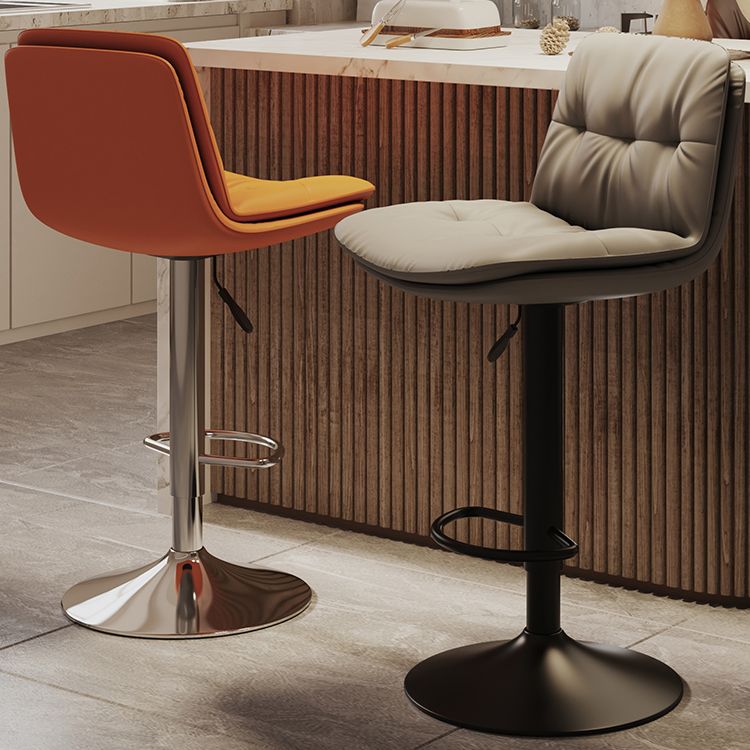 Scandinavian Adjustable Height Bar Stool Leather Upholstered Bar Stool