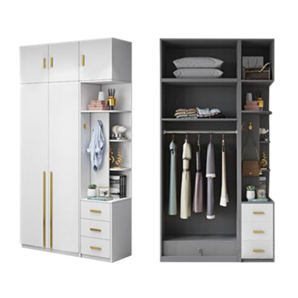 White Colour Wooden Wardrobe Soft Close Door Wardrobe Closet with Garment Rod