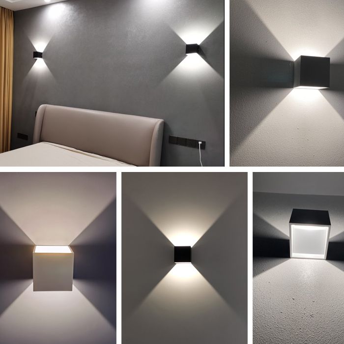 Moderner Stil Leuchte Würfel 2 Lichter Wandscheibe mit Metall für Schlafzimmer