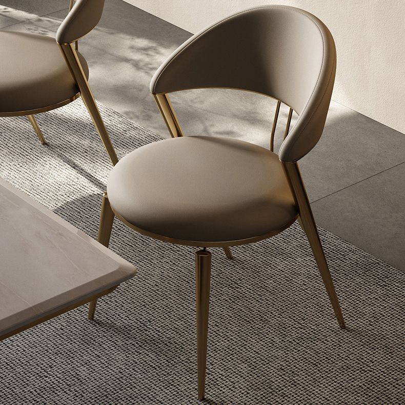 Glam Kitchen Side Chair Metal Legs Open Back Dining Armless Chair