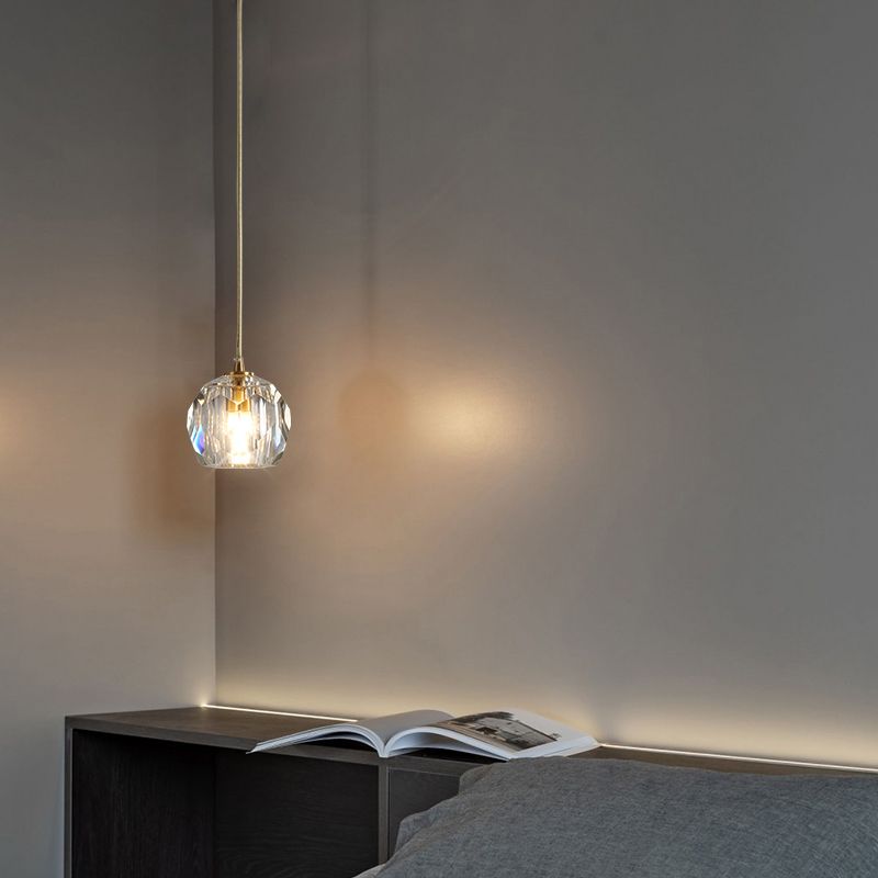 Bille en cristal facette suspendue lampe minimalisme en or