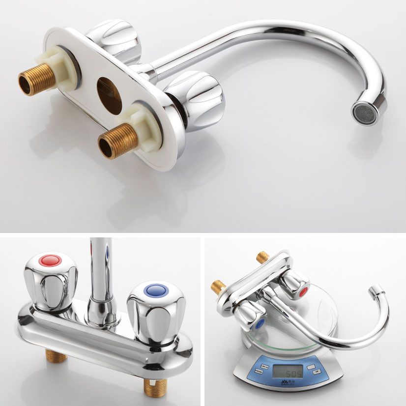 Modern Centerset Faucet Chrome 2 Knob Handles Swivel Spout Bathroom Sink Faucet