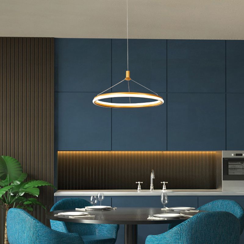Lumo circolare a livello singolo leggero moderno lampadario in metallo Apparecchio di illuminazione