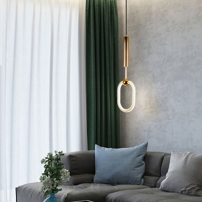 Métal Gold Metal Postmodern Pendant Light 1-Light Plafond plafond Light pour chambre à coucher