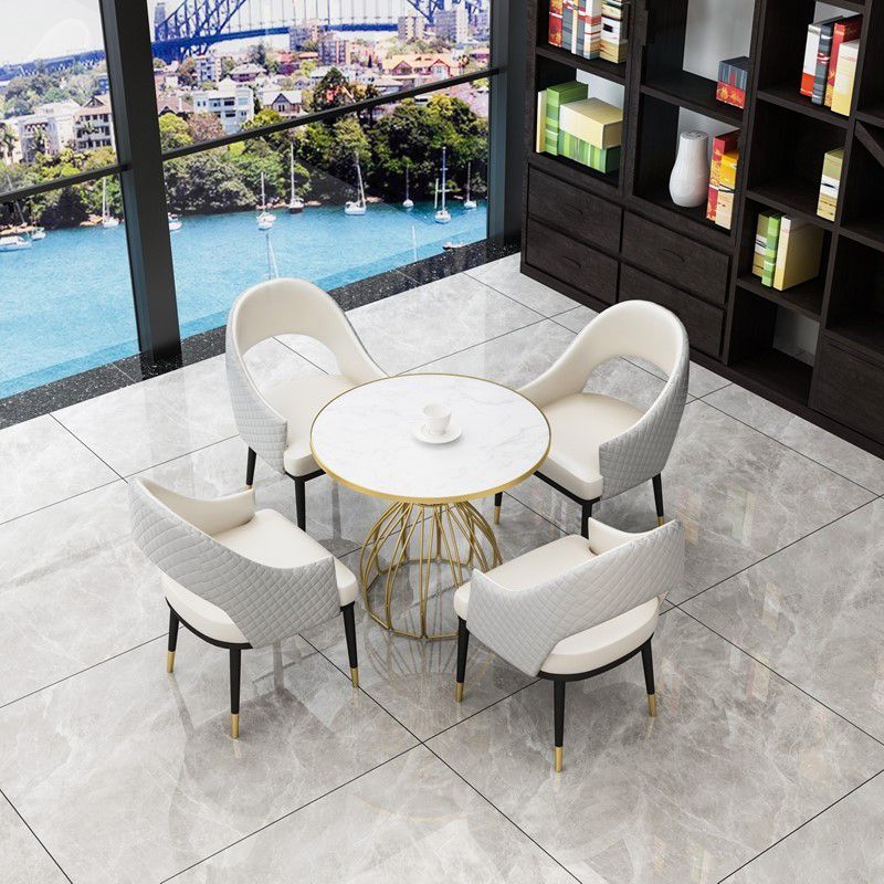 Metal and Stone Table Glam Style Simple Home Round Dining Table