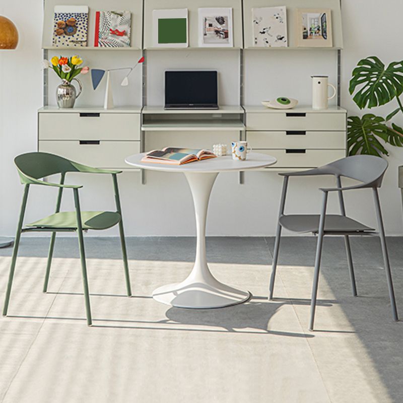 Modern Indoor-Outdoor Dining Arm Chair Plastic Arm Chair with Metal Legs