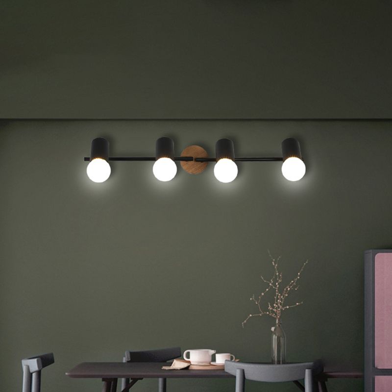 Surface Mounted Track Lights Retro Style Wood Adjustable Angle Home Bedroom Living Room Multi-lamp Ceiling Light