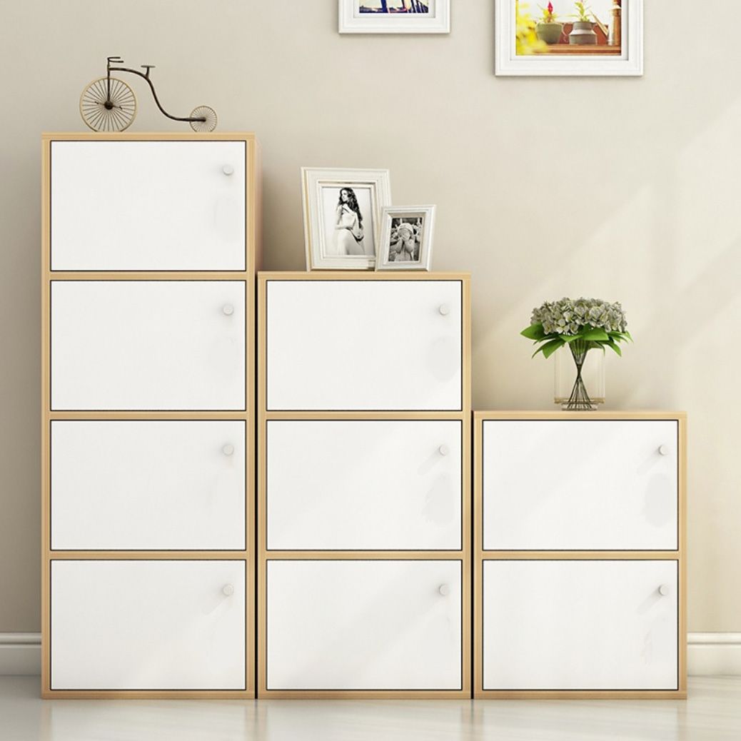 Light Wood Finish Non-Hanging Armoire Modern Storage Cabinet for Home