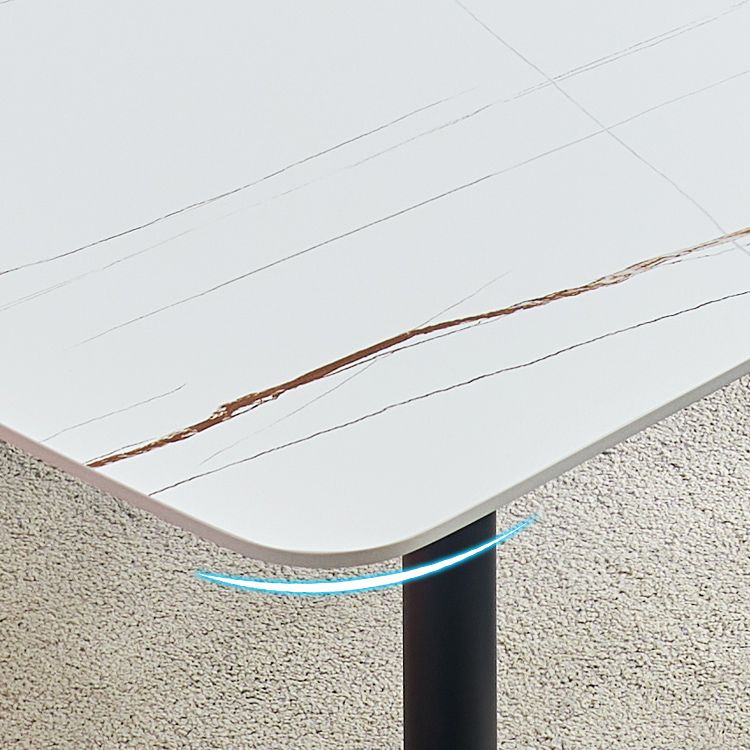 Eenvoudige stijl thuis gesinterde stenen eettafel koolstofstalen basis rechthoektafel