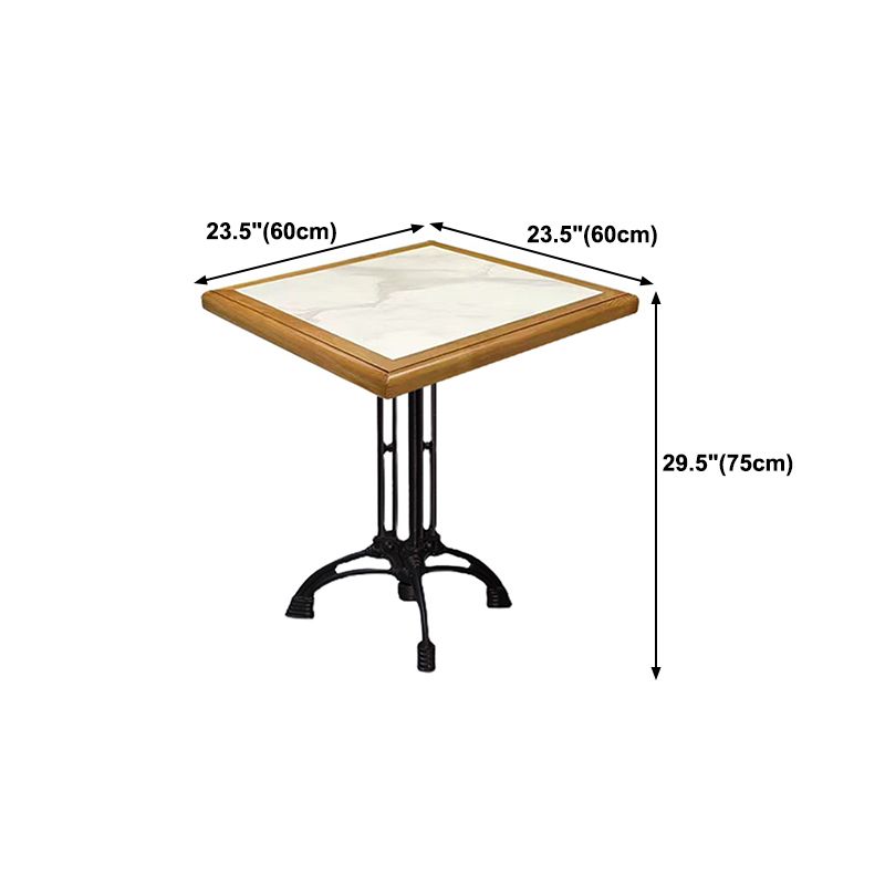 Industrial Kitchen Dining Table Solid Wood Table with Black Metal Pedestal Base