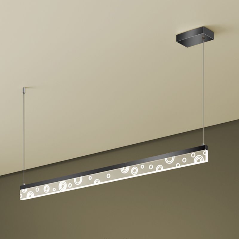 Idée d'éclairage d'île de forme linéaire Pendentif en île en métal moderne 1-Light en noir