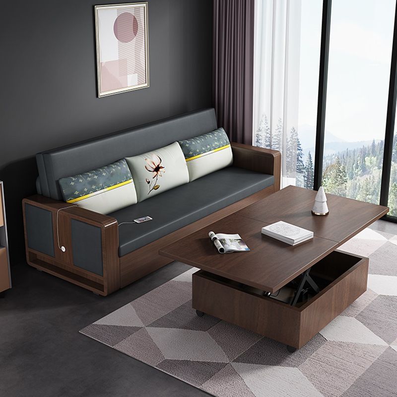 31" Wide Contemporary Sleeper Sofa Futon Gray Pillow Included Sleeper Sofa