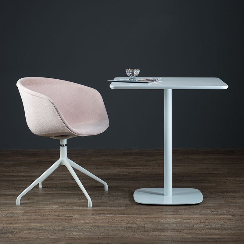 Modern Square Dining Table Wood Tabletop with Steel Pedestal Base