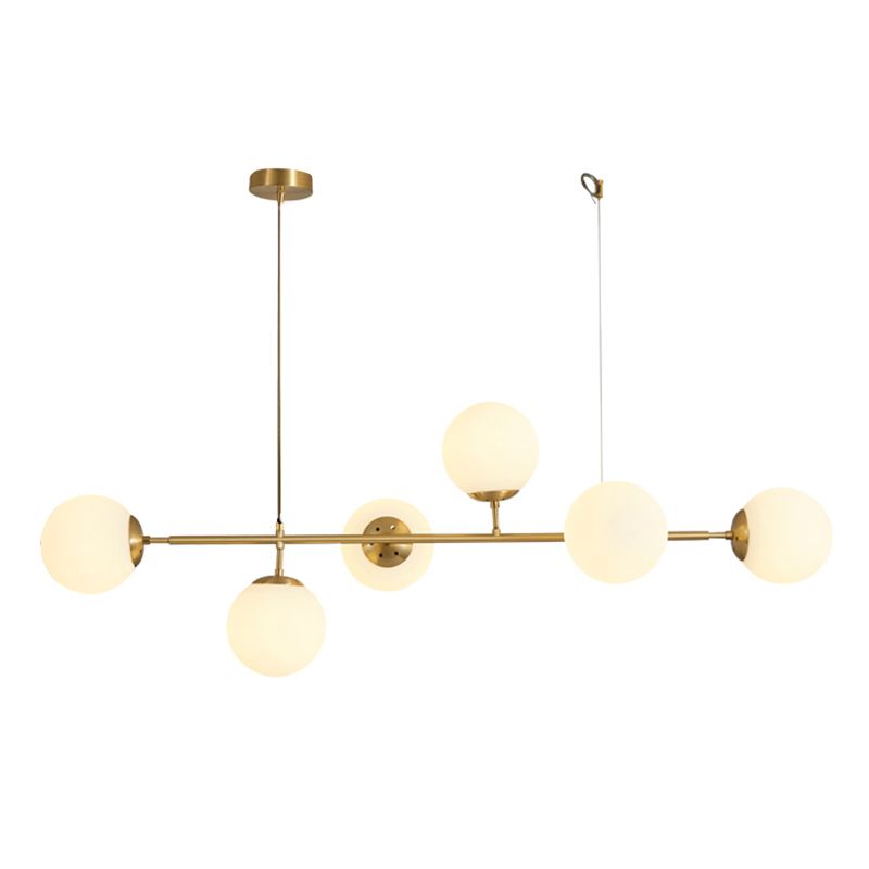 Modern Style Ball Shape Island Pendants Glass Pendant Lights in Gold for Dining Room