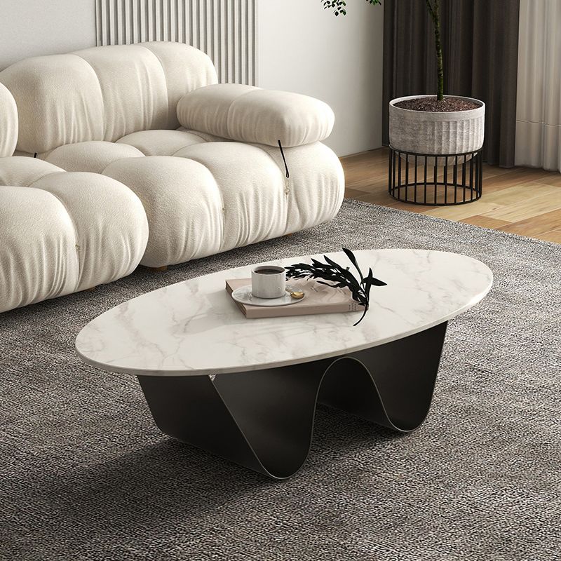 Slate Top Coffee Cocktail Table Abstract Oval Coffee or End Table