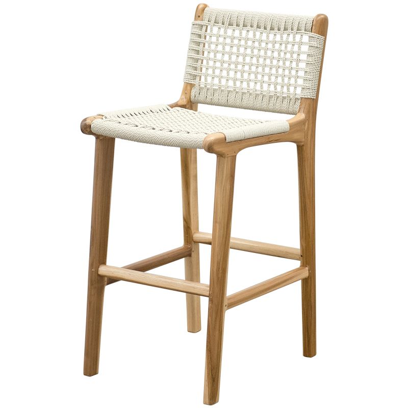 Low Back Bar Stools White Dining Stools with Solid Wood Base