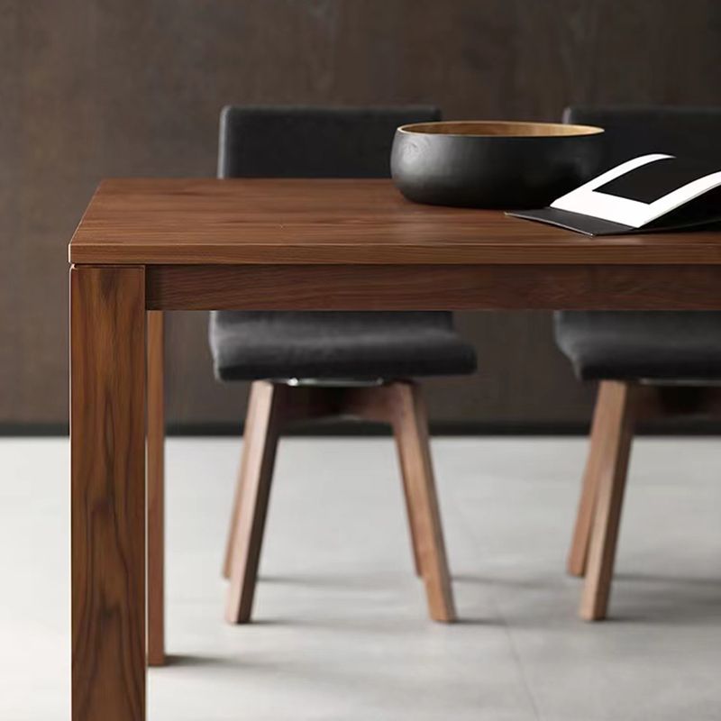 Modern Rectangle Dining Site Table Pine Solid Wood 4 Legs Dining Table in Brown