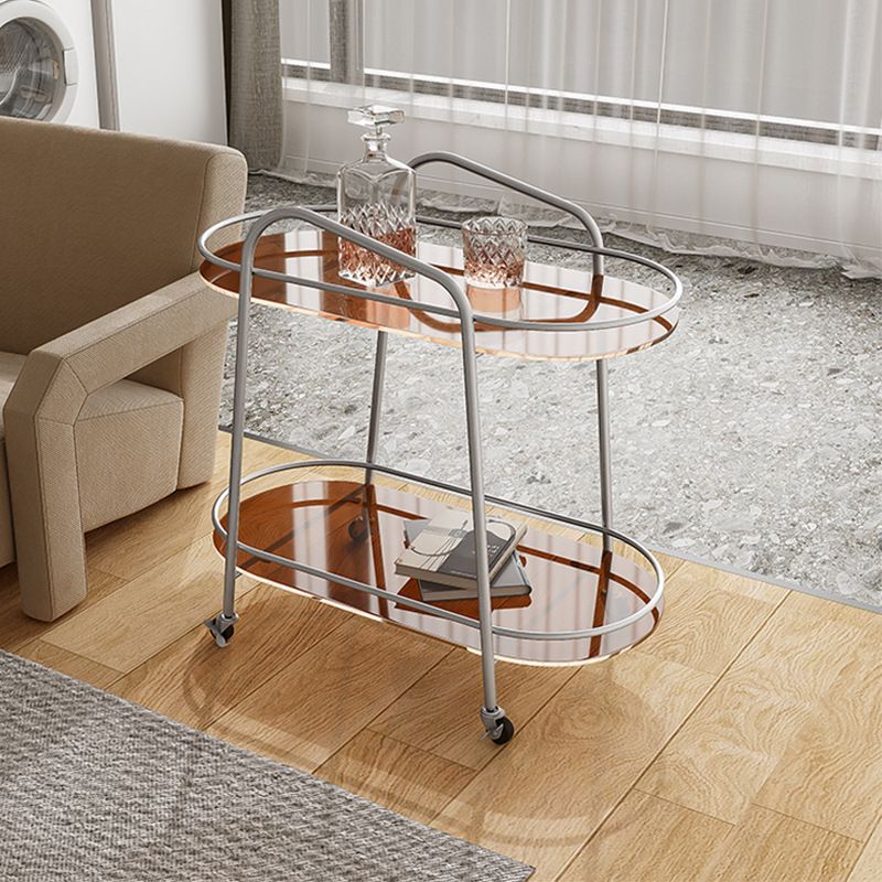 Modernistic Glass Top with Shelf Oval Double Tier Living Room Accent Side Table