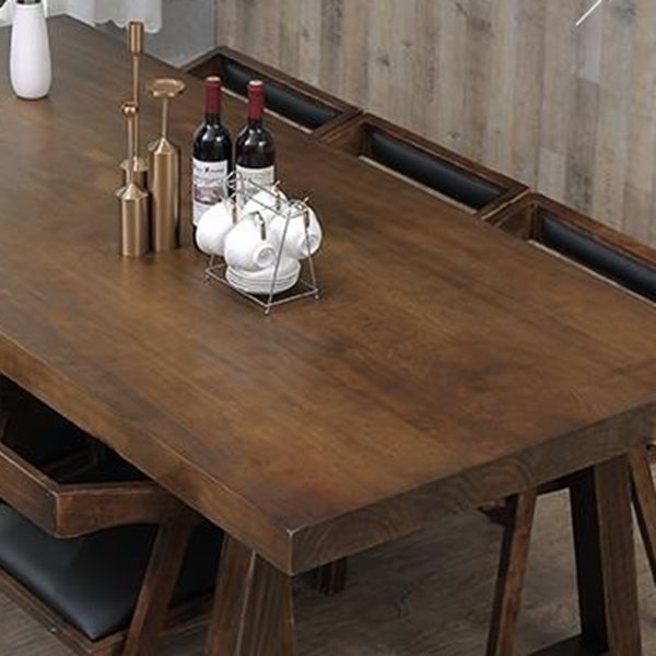 Industrial Style Rectangle Table Wooden Dining Table with Wooden Legs