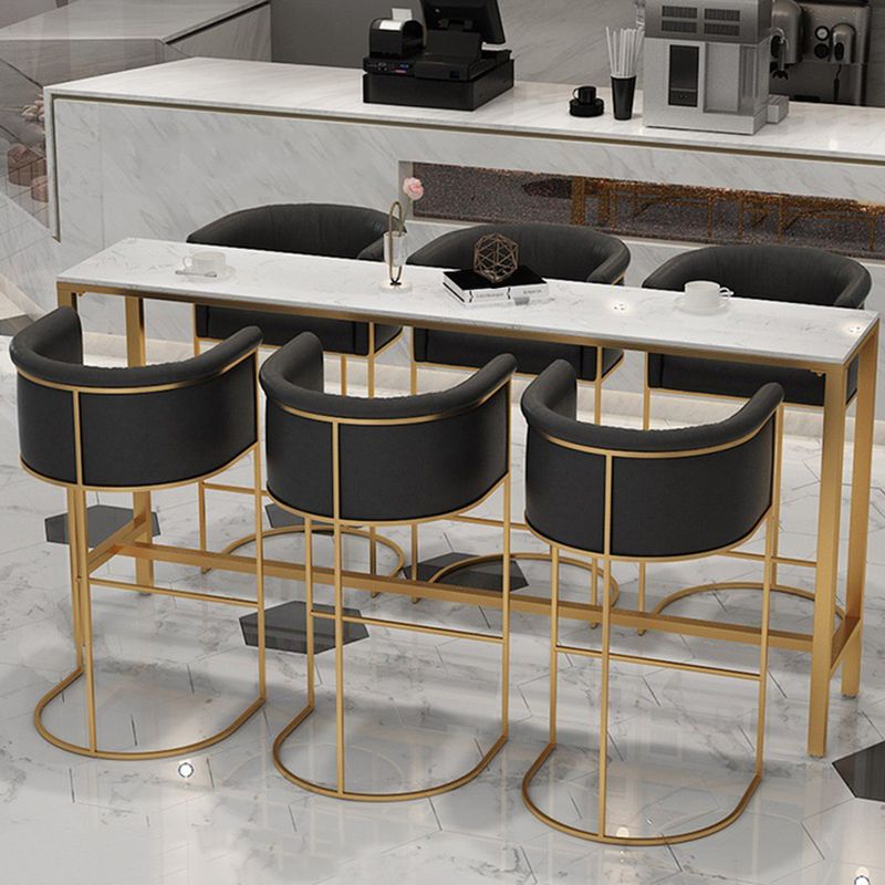 Glam Rectangle Bar Counter Table Faux Marble Bar Counter Table with Metal Legs