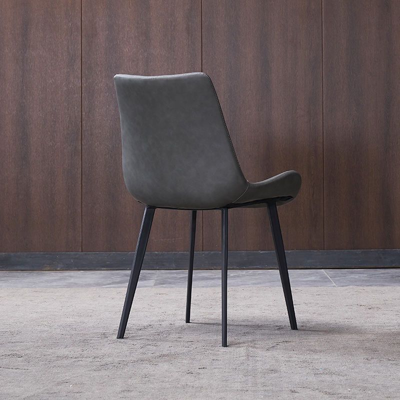 Industrial Style Side Chair Metal Solid Back Dining Room Chair for Kitchen