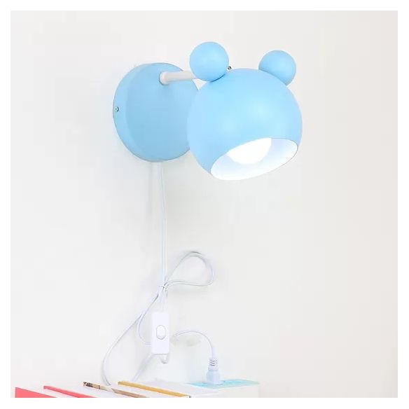 Macaron Mouse Wall Light with Pull Chain 1 Head Metal Sconce Light for Study Room