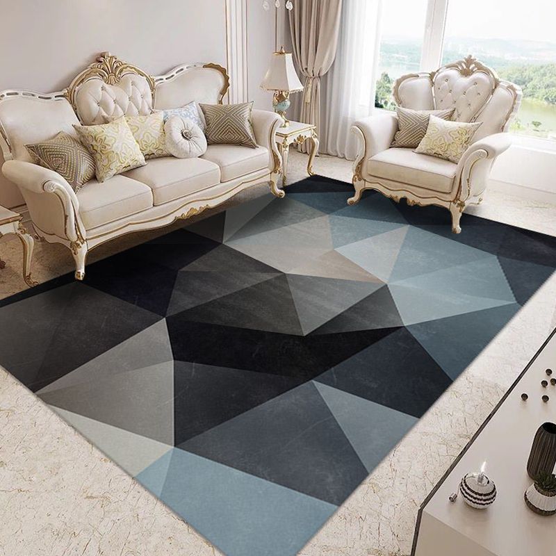 Modern Home Decor Carpet Geometric Contrast Panel Area Rug Polyester Carpet with Non-Slip Backing