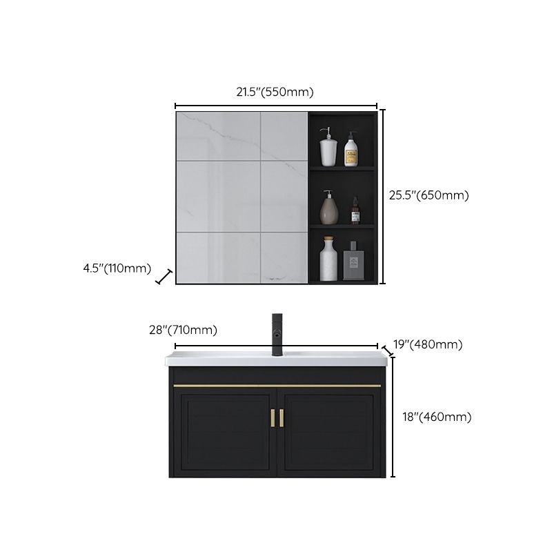 Ceramic Sink Vanity Glam Wall-Mounted Bathroom Vanity for Bathroom