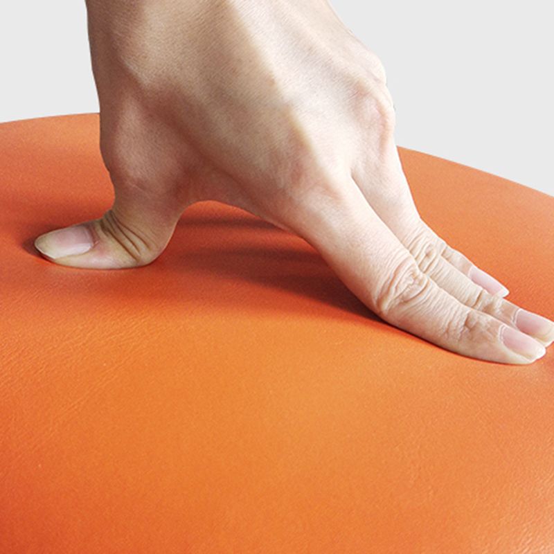 Modern Cylinder Shape Sherpa Pouf Plain PU Leather Tear Resistant Chair Ottoman