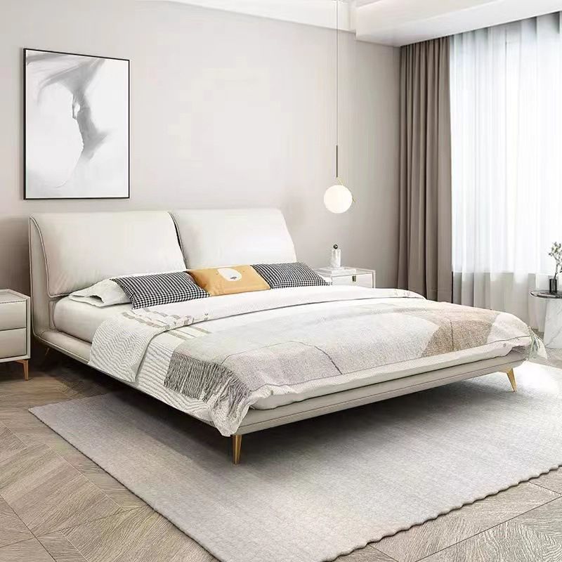 Contemporary Rectangular Panel Bed Standard Bed With Custom Gold Legs