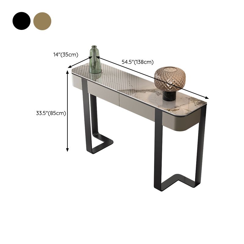 Stone Half Moon Console Table Glam 33.46-inch Tall Accent Table