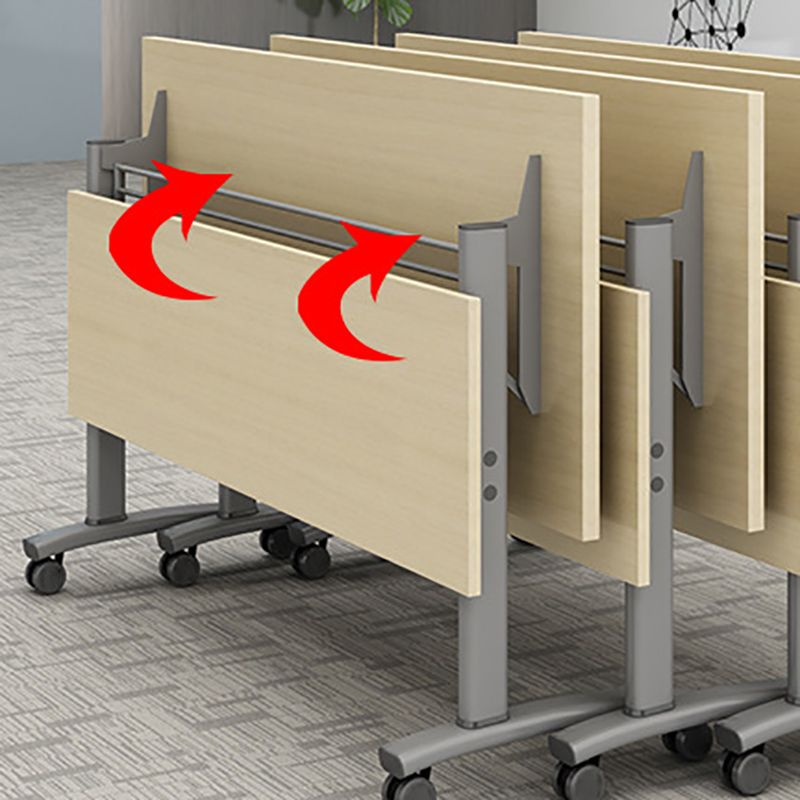 Contemporary Writing Desk for Office 30"H Rectangular Desk with Wheels