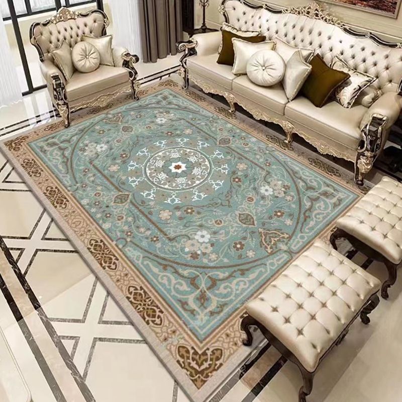 Orange Retro Carpet Polyester Print Carpet Non-Slip Backing Carpet for Living Room