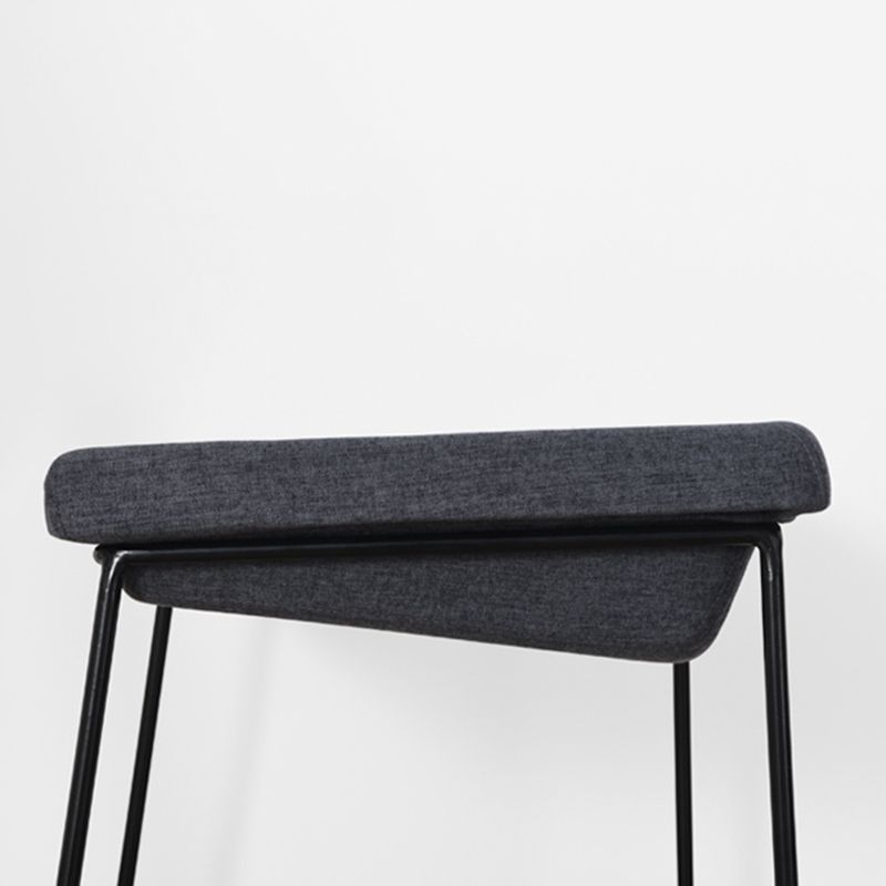 Modern Armless Backless Counter Stool Iron Bar Stool with Cushion and Pedal for Kitchen