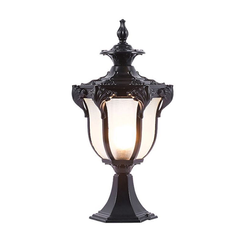 Drum Shape Metal Waterproof Pillar Lamp Modern Style 1-Light Outdoor Light
