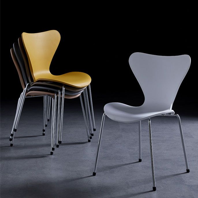 Home Wingback Dining Armless Chairs Indoor Dining Side Chairs with Metal Legs