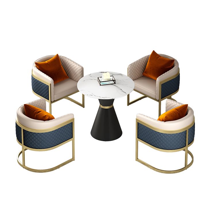 Glam Sintered Stone Dining Set Round 1/2/5 Pieces Dining Table Set for Home Use