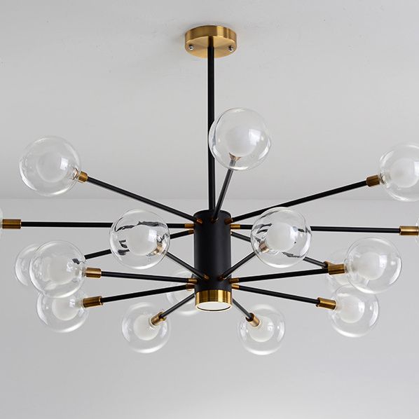 Post-Modern Starburst Hanging Chandelier Light Clear Globe Glass Ceiling Chandelier for Living Room