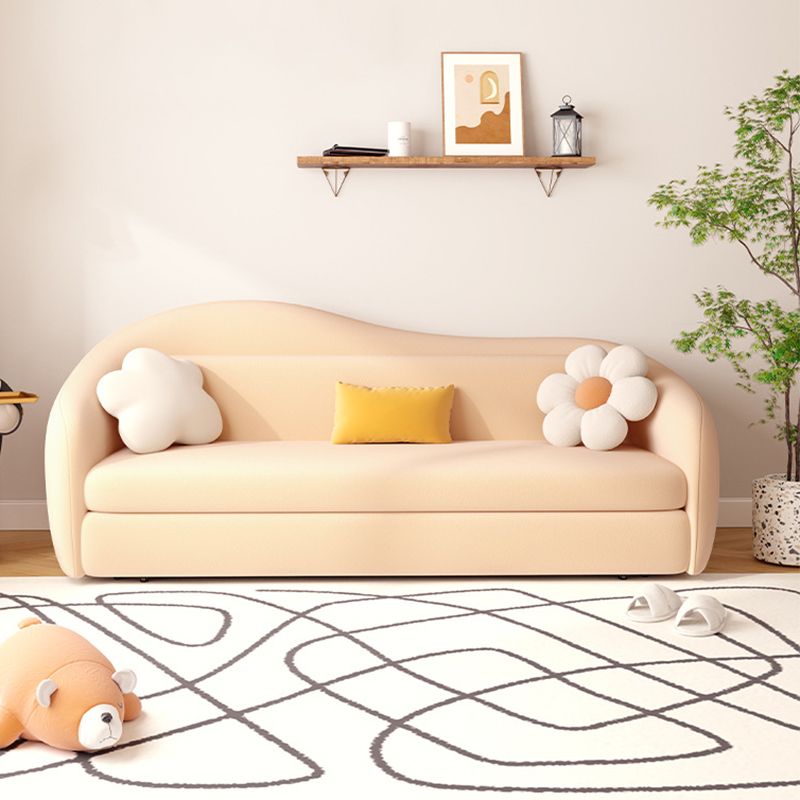 Faux Leather Sofa 37.40" W Convertible Sofa Bed in White for Living Room