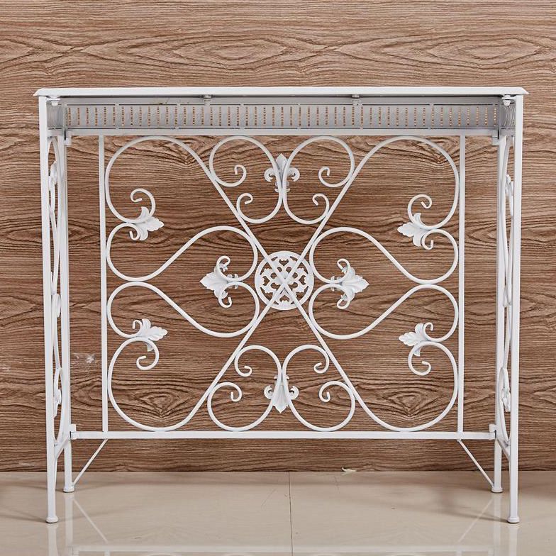 French Country Wood Frame Console Table Rectangle for Hall Dark Brown&White Sofa Table