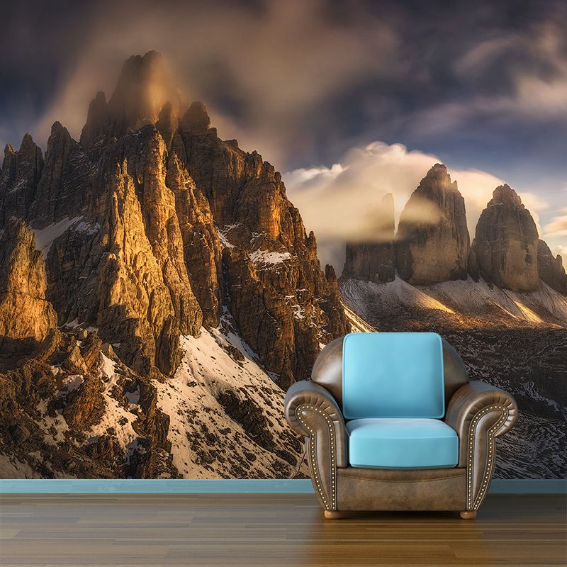 Brown Melting Snow Mountain Mural Waterproofing Modern Living Room Wall Covering