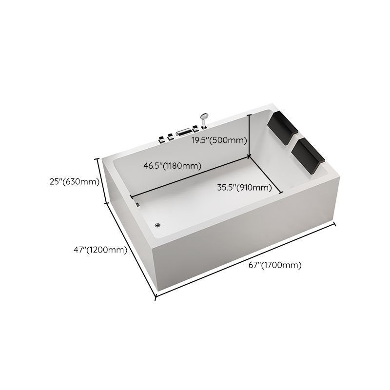 Modern Rectangular Acrylic Bathtub Stand Alone Soaking White Bath