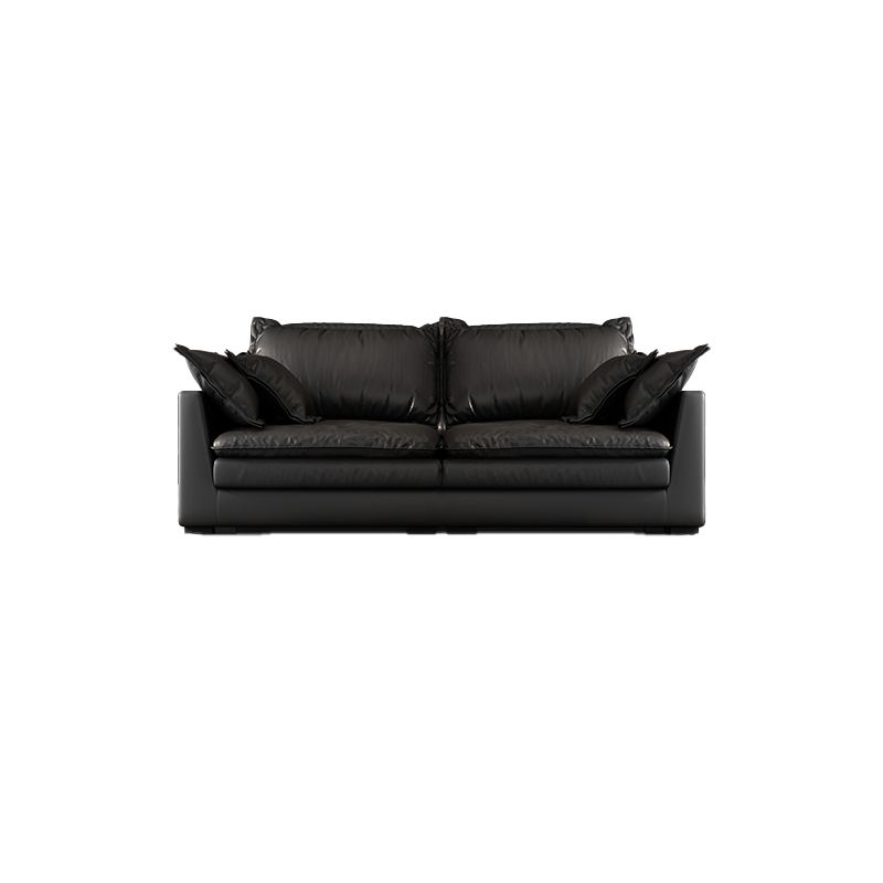 Zwarte vlekbestendige hedendaagse faux lederen vierkante armbank met bolster kussens