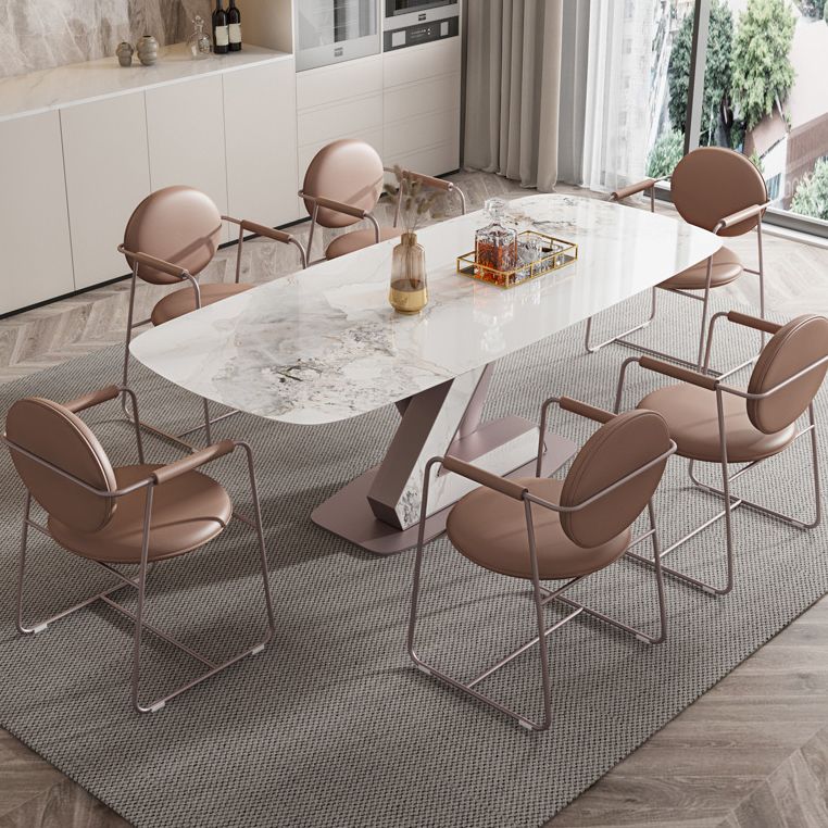 Nordic 1/5/7 Pieces Rectangle Dining Set Sintered Stone Top Dining Room Table Set