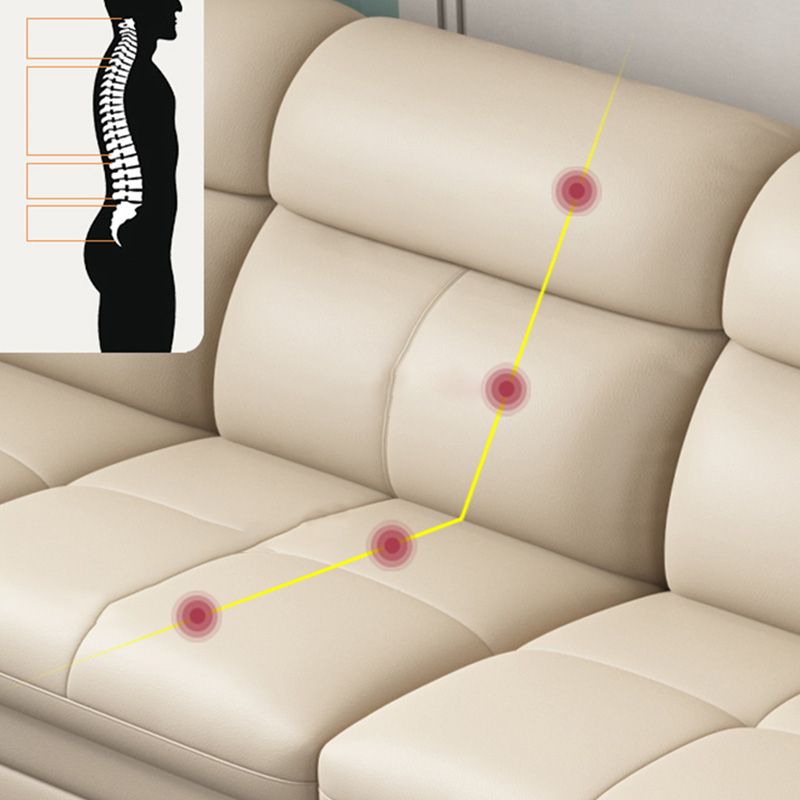 Divano a braccio top a cuscino posteriore in pelle vera e sezionale con resistenza all'usura