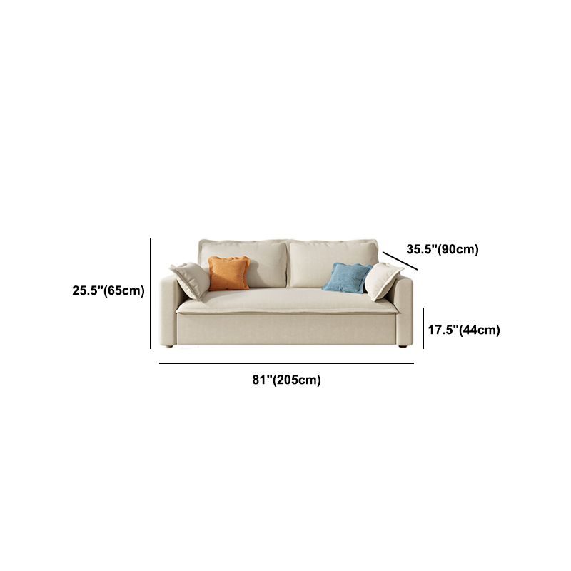 Beige Modern Loose Back Sofa Bed Standard Square Arm Sofa Bed